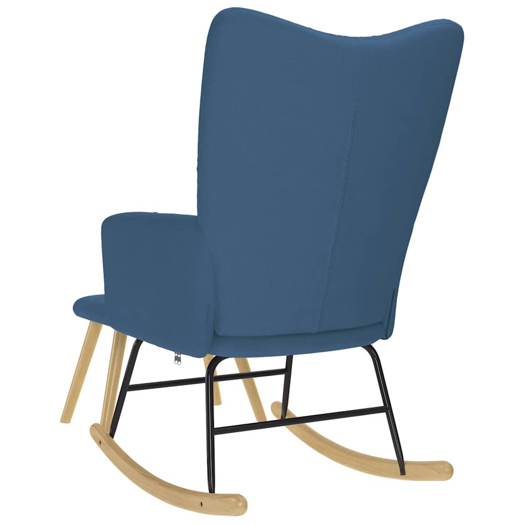 Rocking chair with stool, blue, textile material