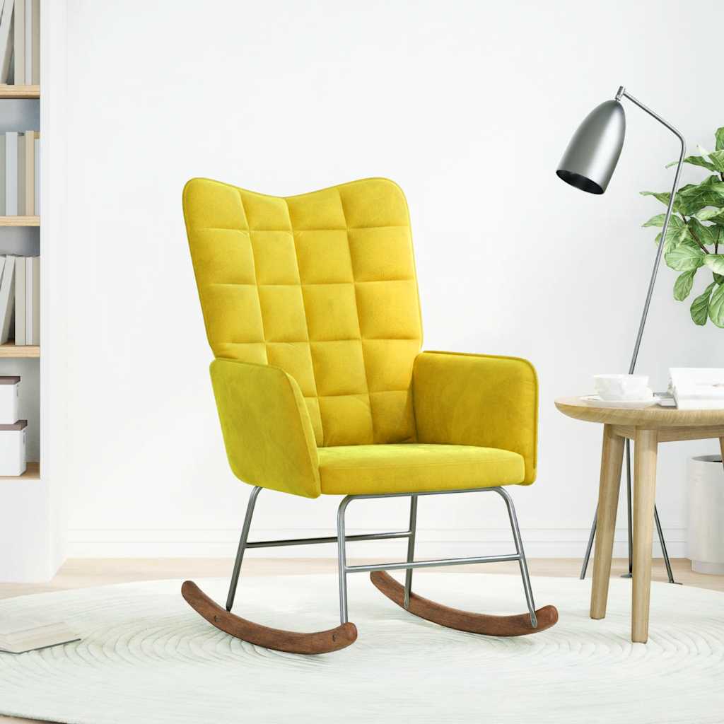 Rocking chair, yellow, velvet