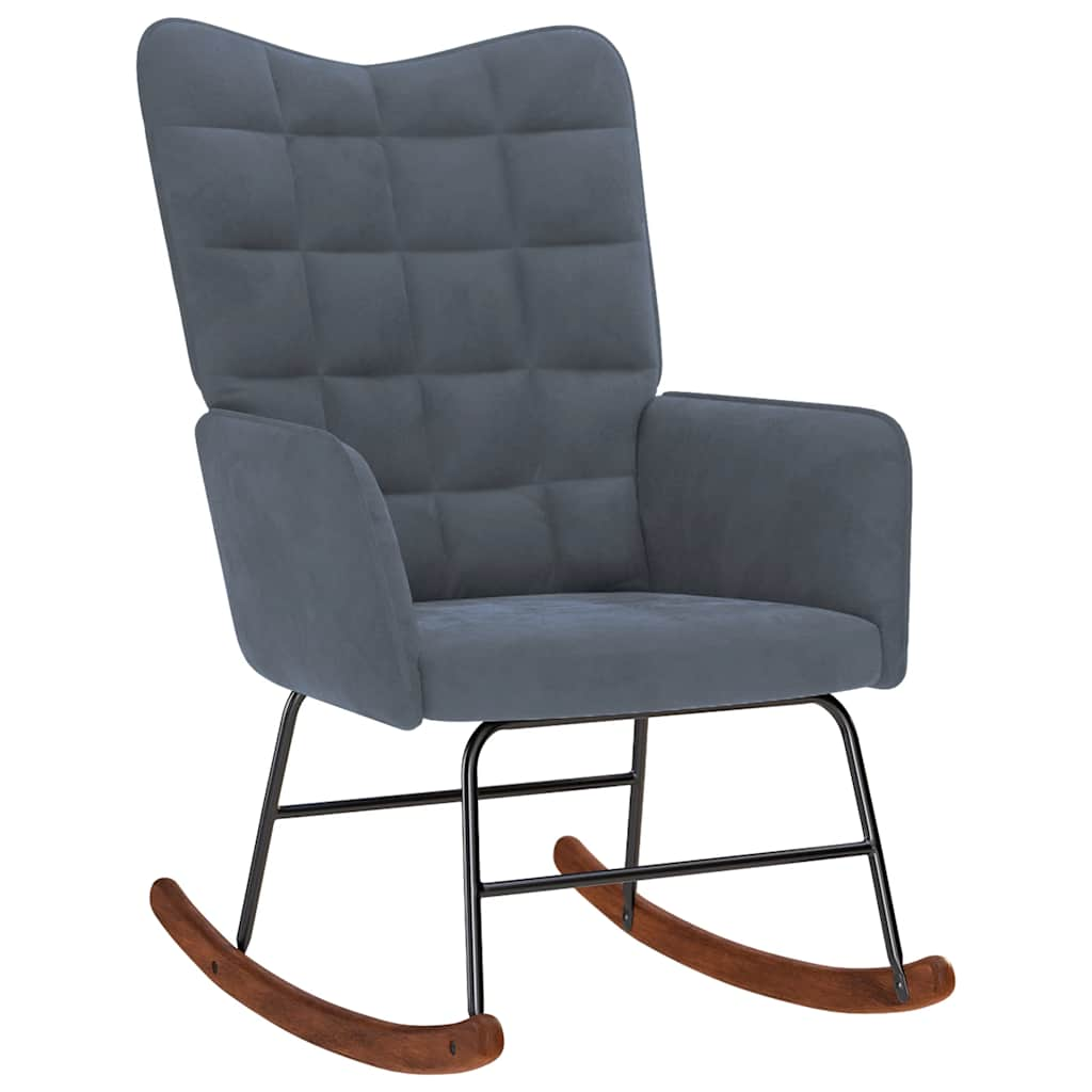 Rocking chair with dark grey velvet seat