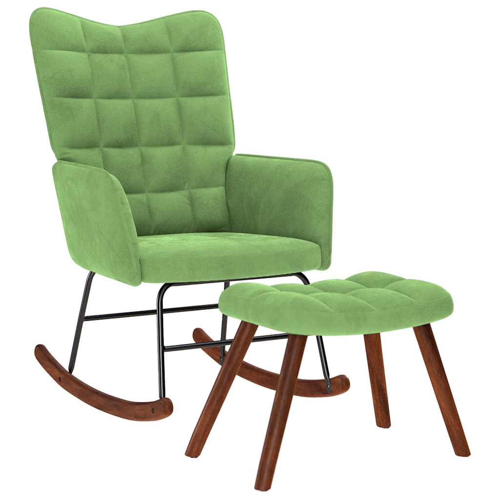 Rocking chair with light green velvet seat