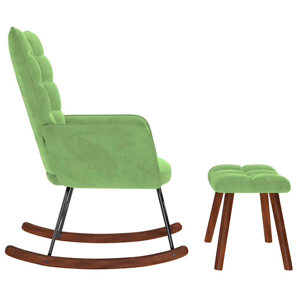 Rocking chair with light green velvet seat