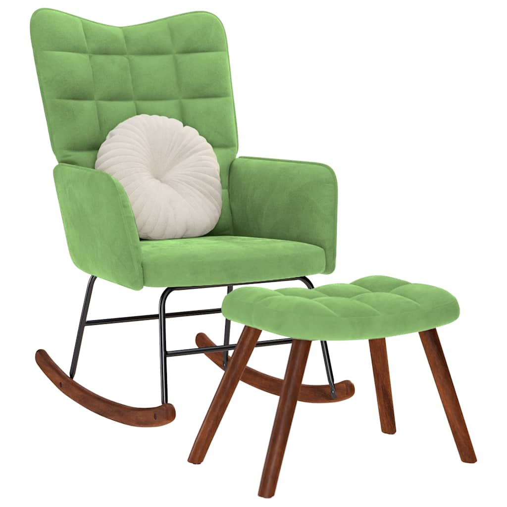 Rocking chair with light green velvet seat