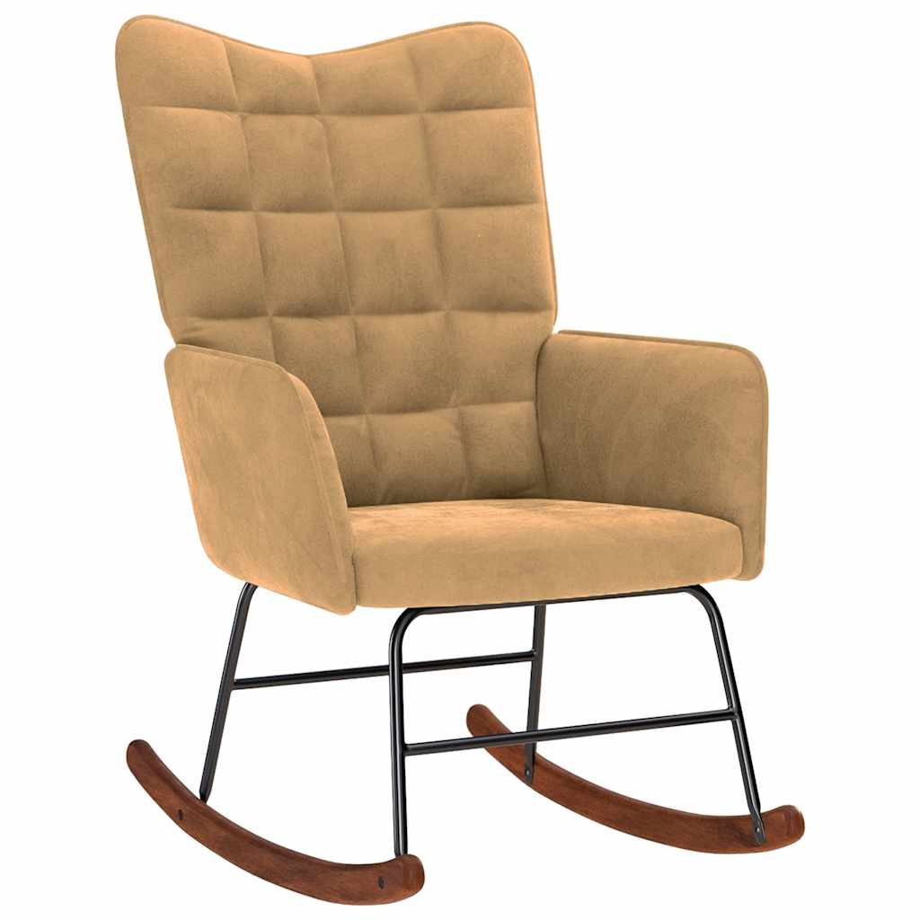 Rocking chair with brown velvet seat