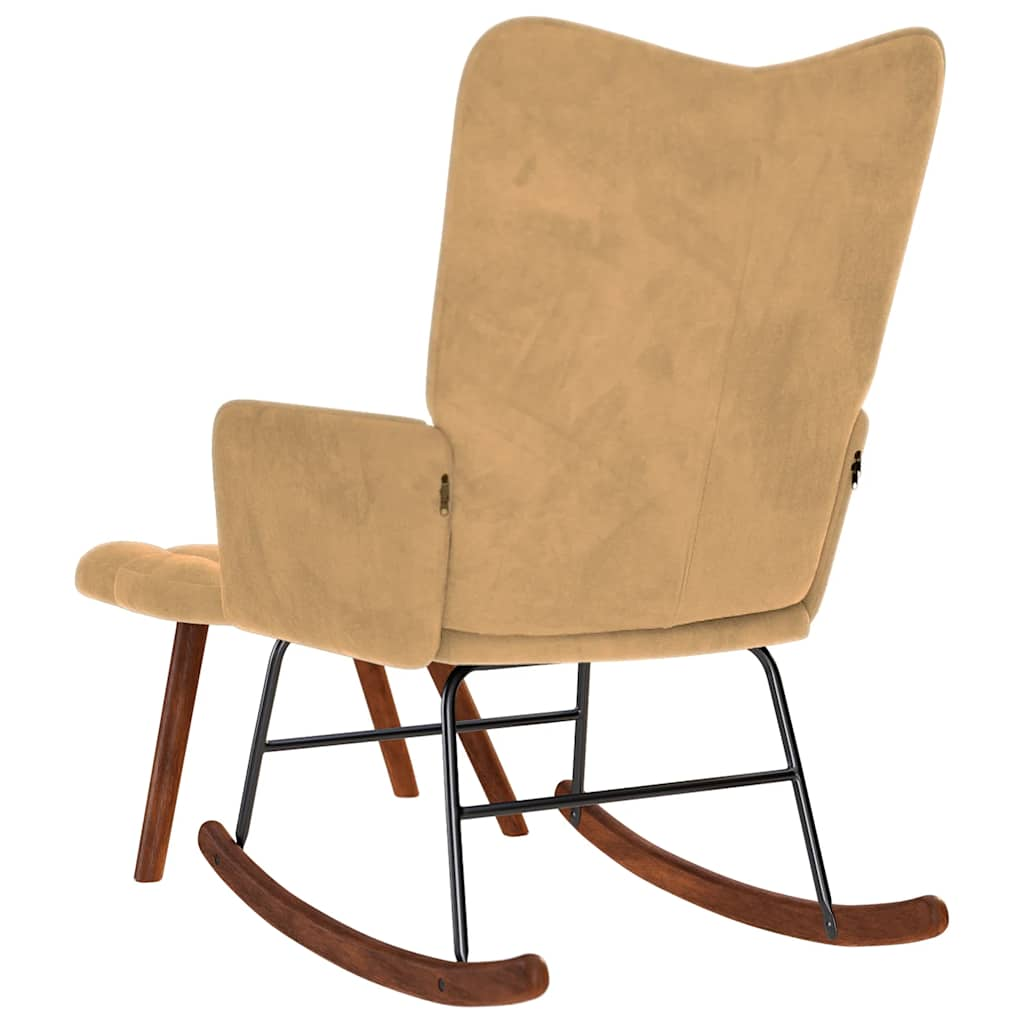 Rocking chair with brown velvet seat