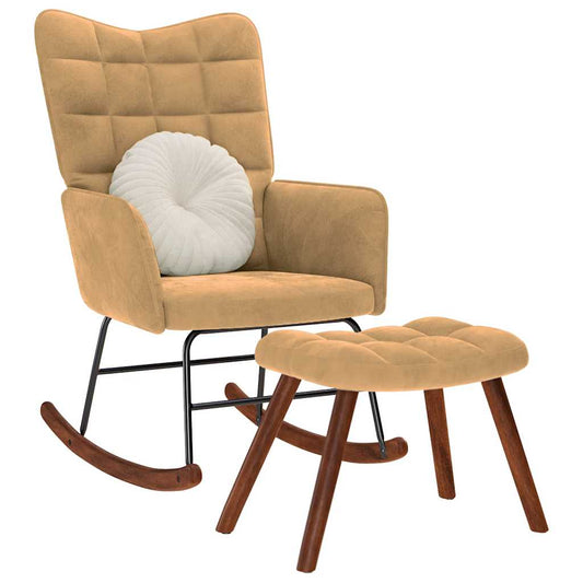 Rocking chair with brown velvet seat