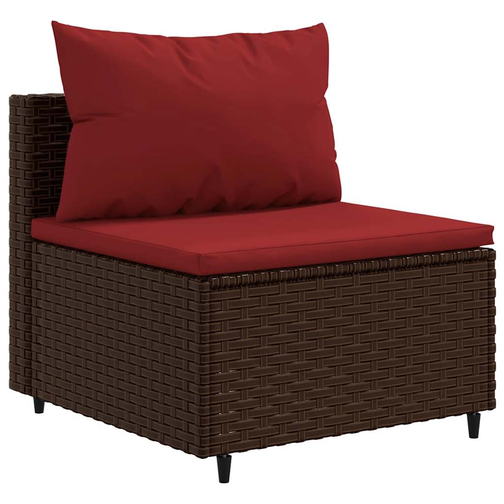 5-piece garden lounger set with cushions, brown, polyrattan