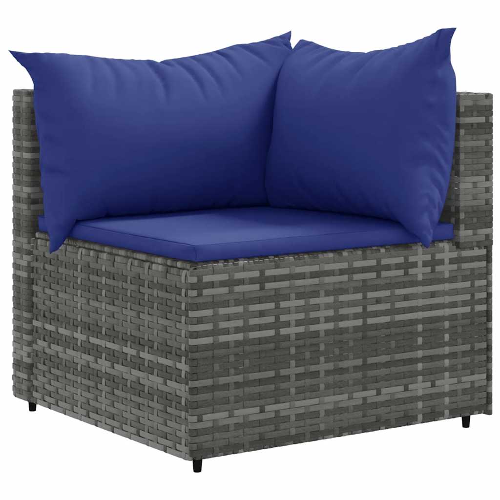 7-piece garden furniture set with cushions, grey, polyrattan