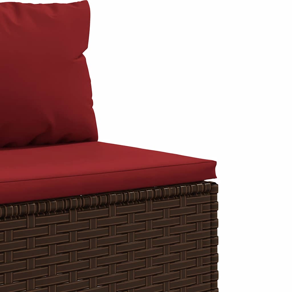 5-piece garden lounger set with cushions, brown, polyrattan