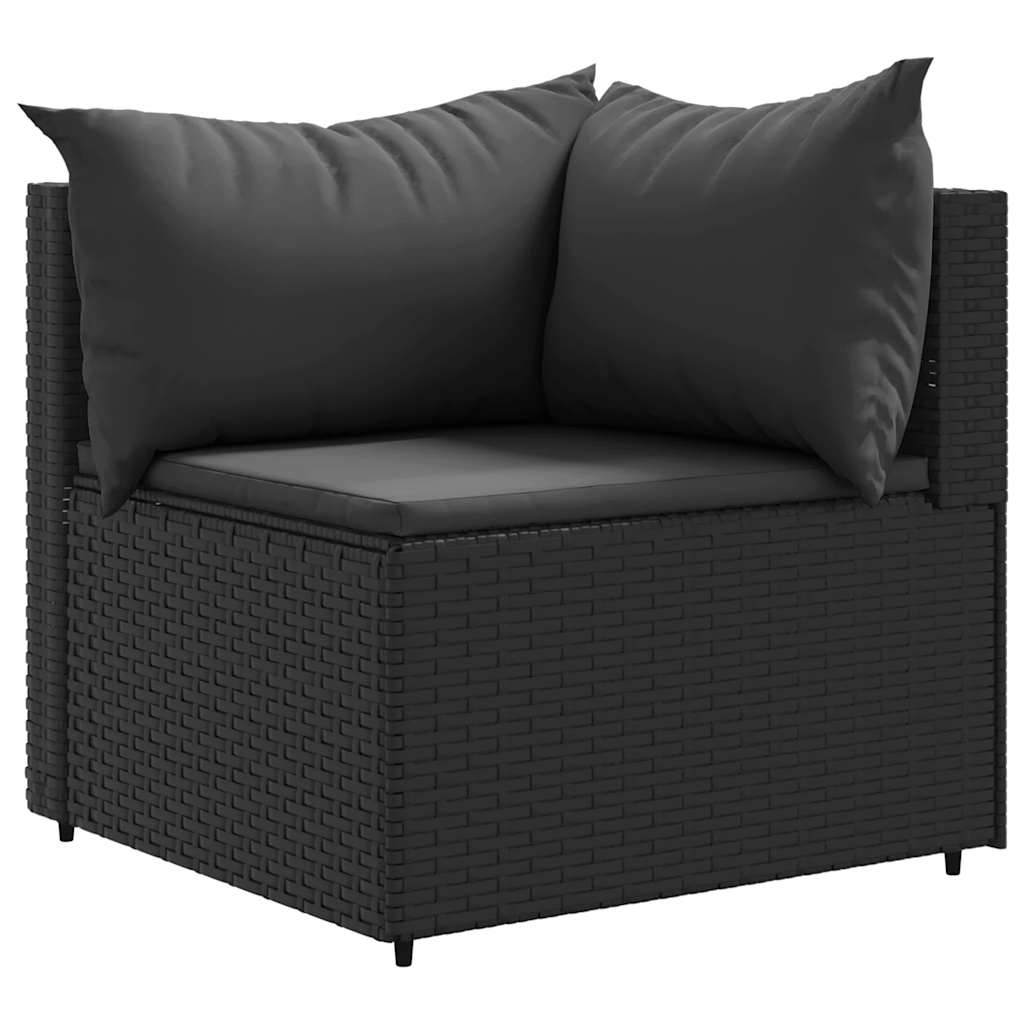 5-piece garden lounger set with cushions, black, polyrattan