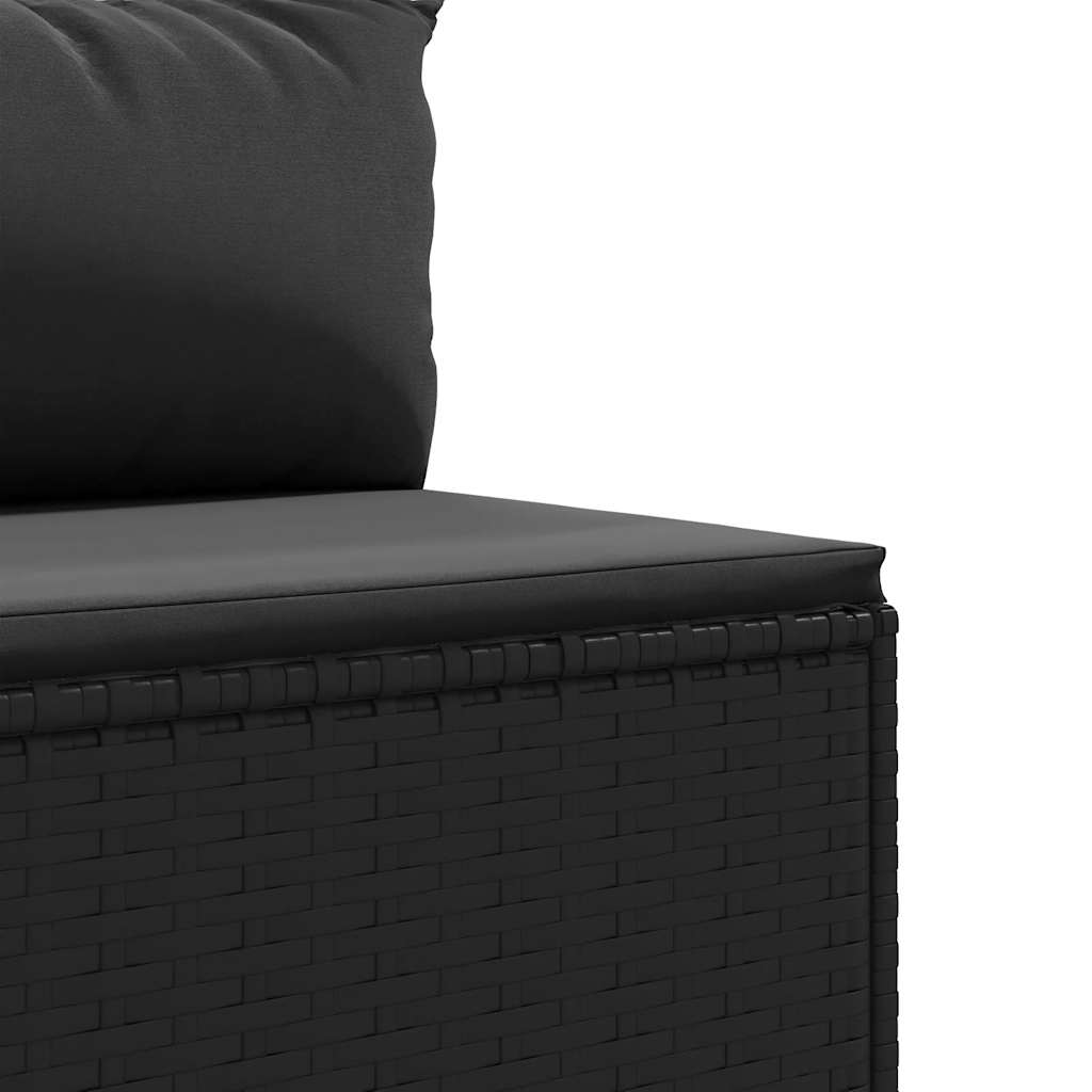 5-piece garden lounger set with cushions, black, polyrattan