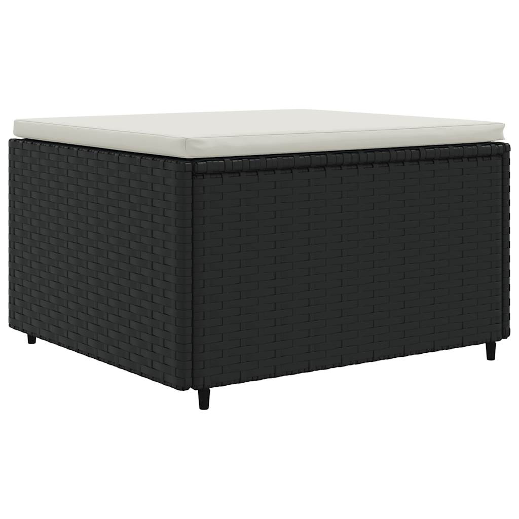 Set mobilier de grădină cu perne, 7 piese, negru, poliratan