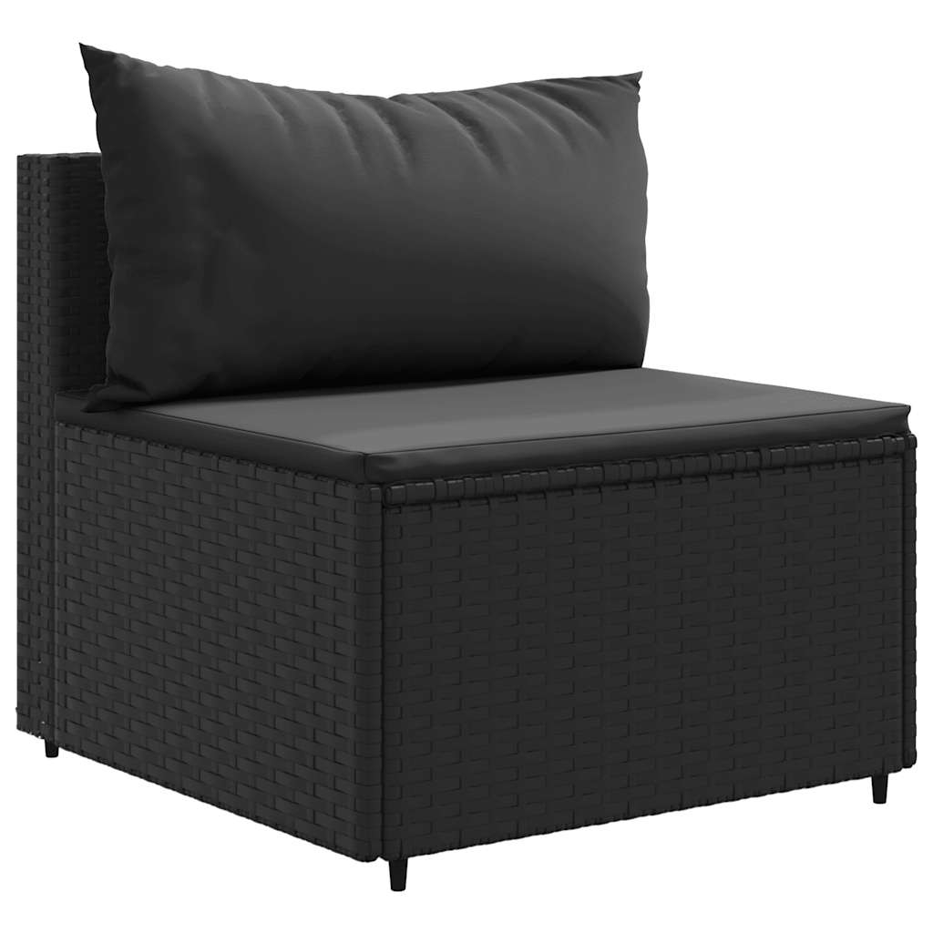 Set mobilier de grădină cu perne, 7 piese, negru, poliratan