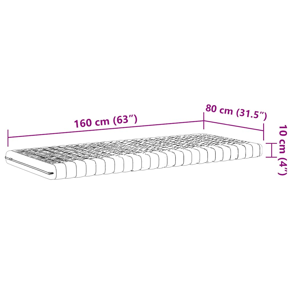 Saltea din spumă de copii, alb 80x160 cm 7 zone duritate 20 ILD