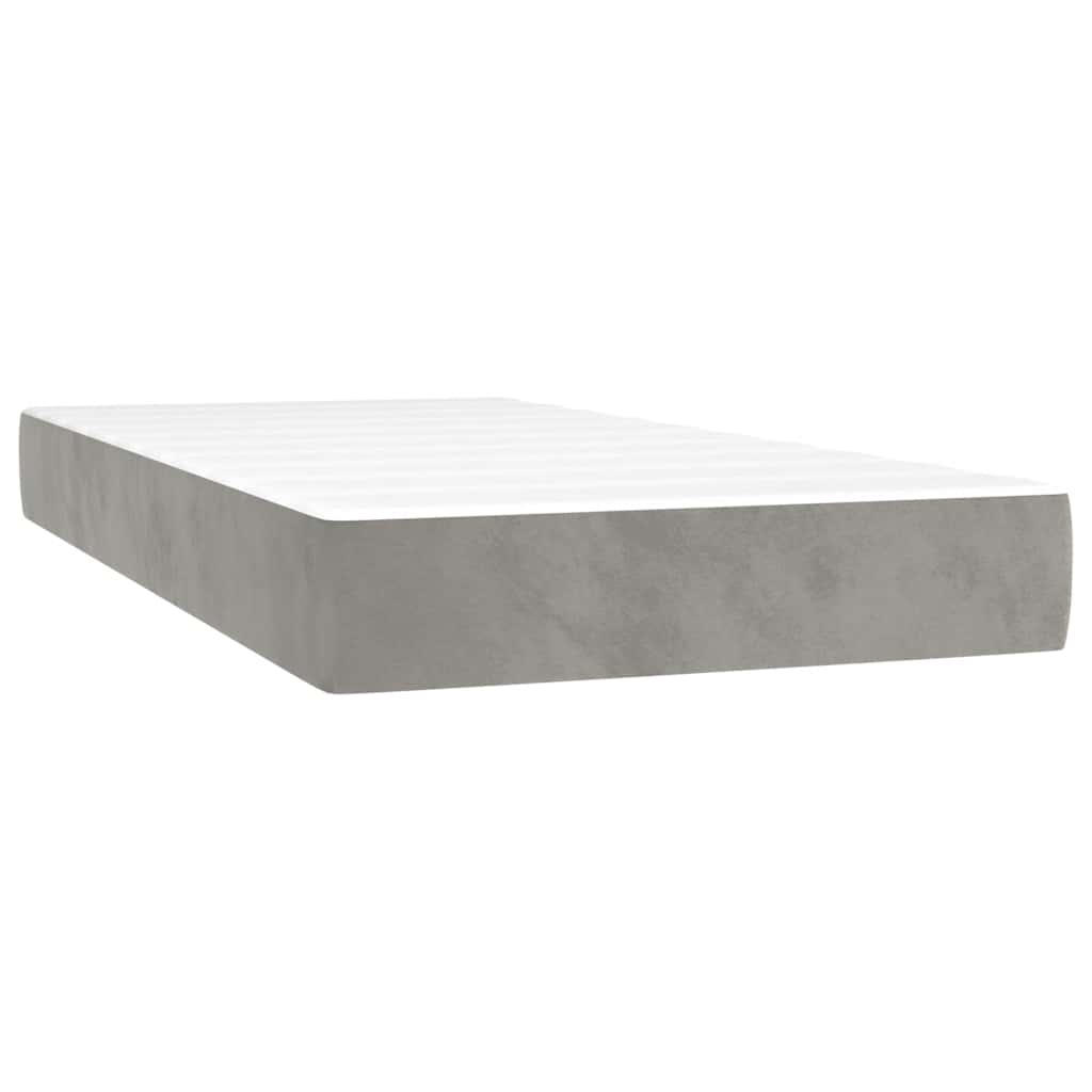 Spring bed mattress, light grey, 80x210x20 cm, velvet