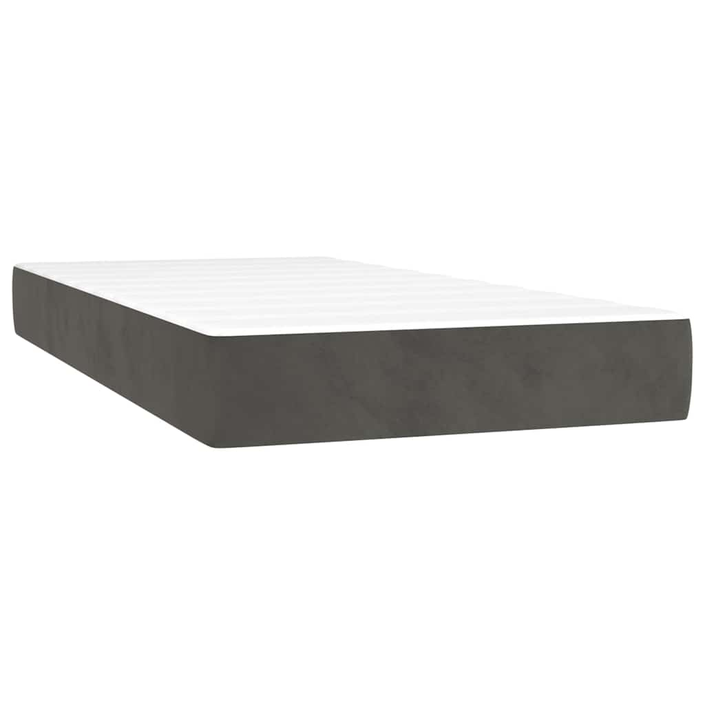 Spring bed mattress, dark grey, 80x210x20 cm, velvet