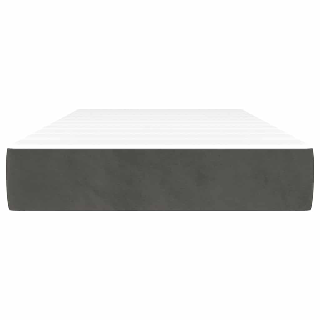 Spring bed mattress, dark grey, 80x210x20 cm, velvet