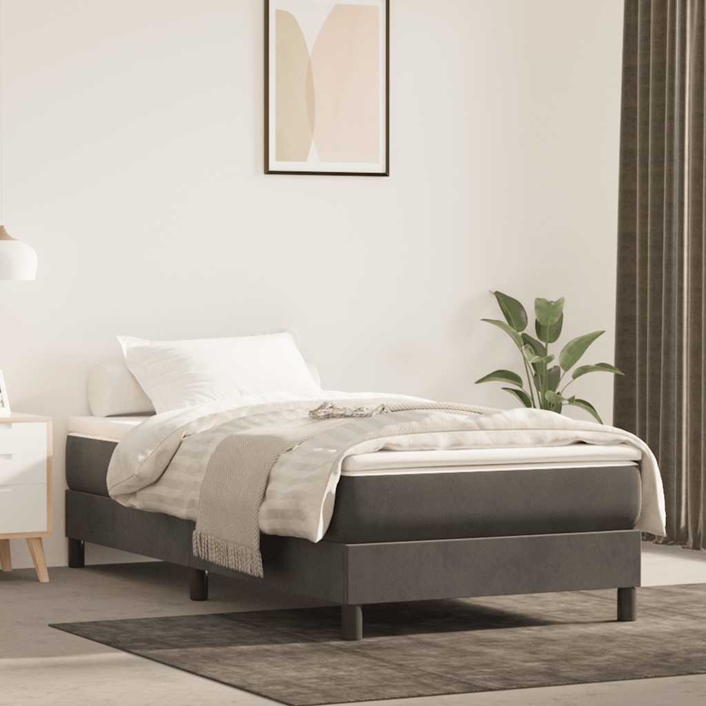 Spring bed mattress, dark grey, 80x210x20 cm, velvet