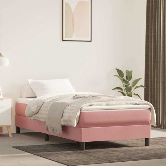 Spring mattress, pink, 80x210x20 cm, velvet