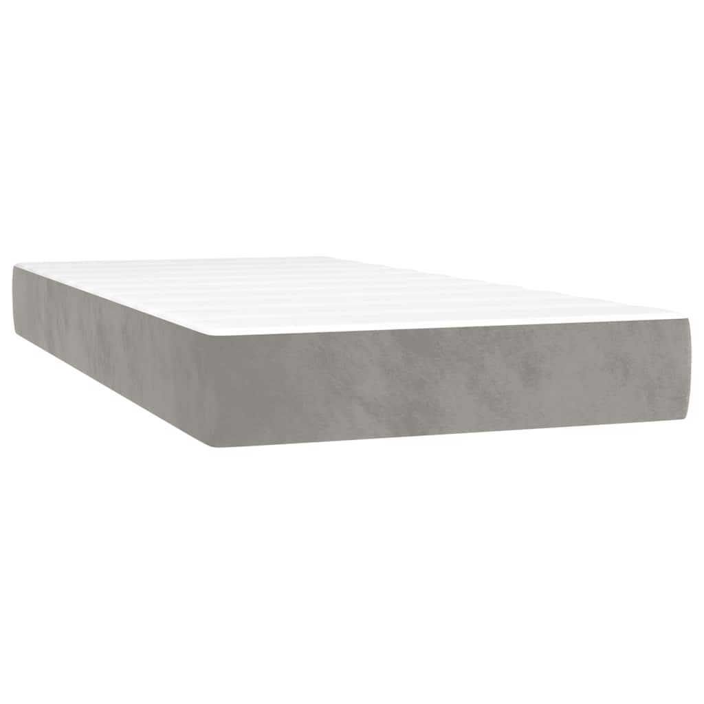 Spring bed mattress, light grey, 90x210x20 cm, velvet