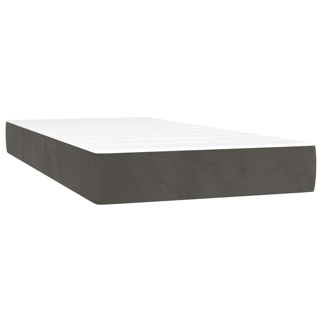 Spring bed mattress, dark grey, 90x210x20 cm, velvet