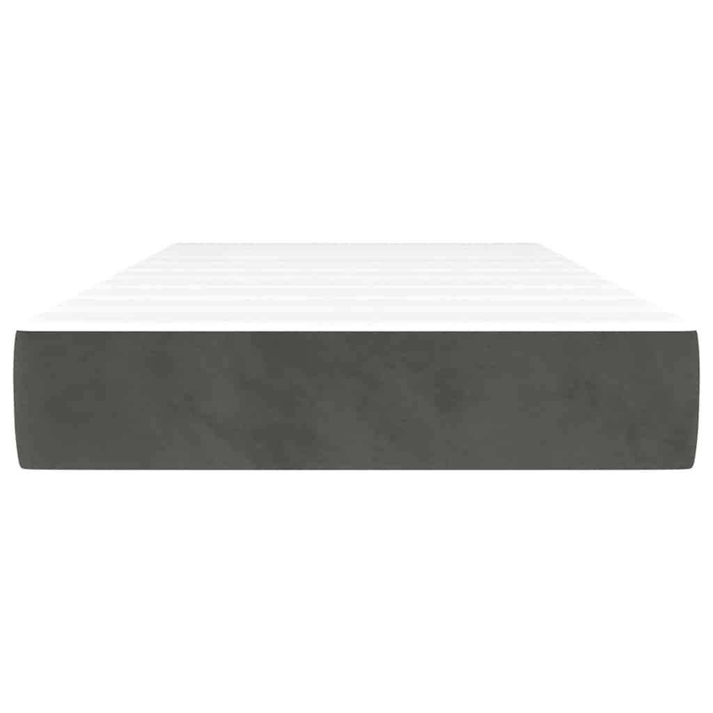 Spring bed mattress, dark grey, 90x210x20 cm, velvet