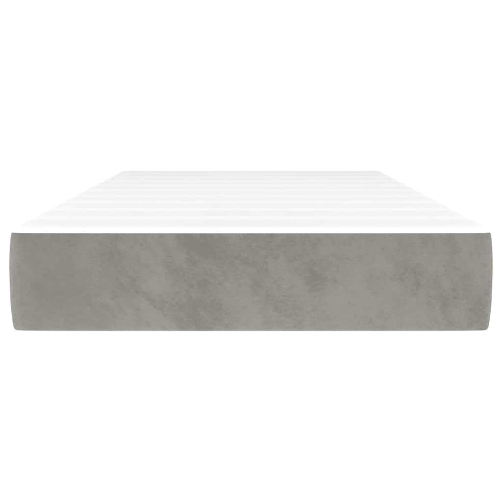 Spring bed mattress, light grey, 100x210x20 cm, velvet