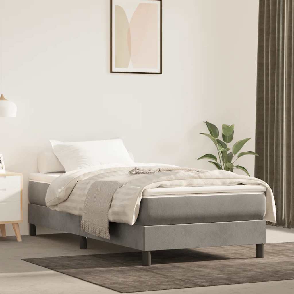 Spring bed mattress, light grey, 100x210x20 cm, velvet