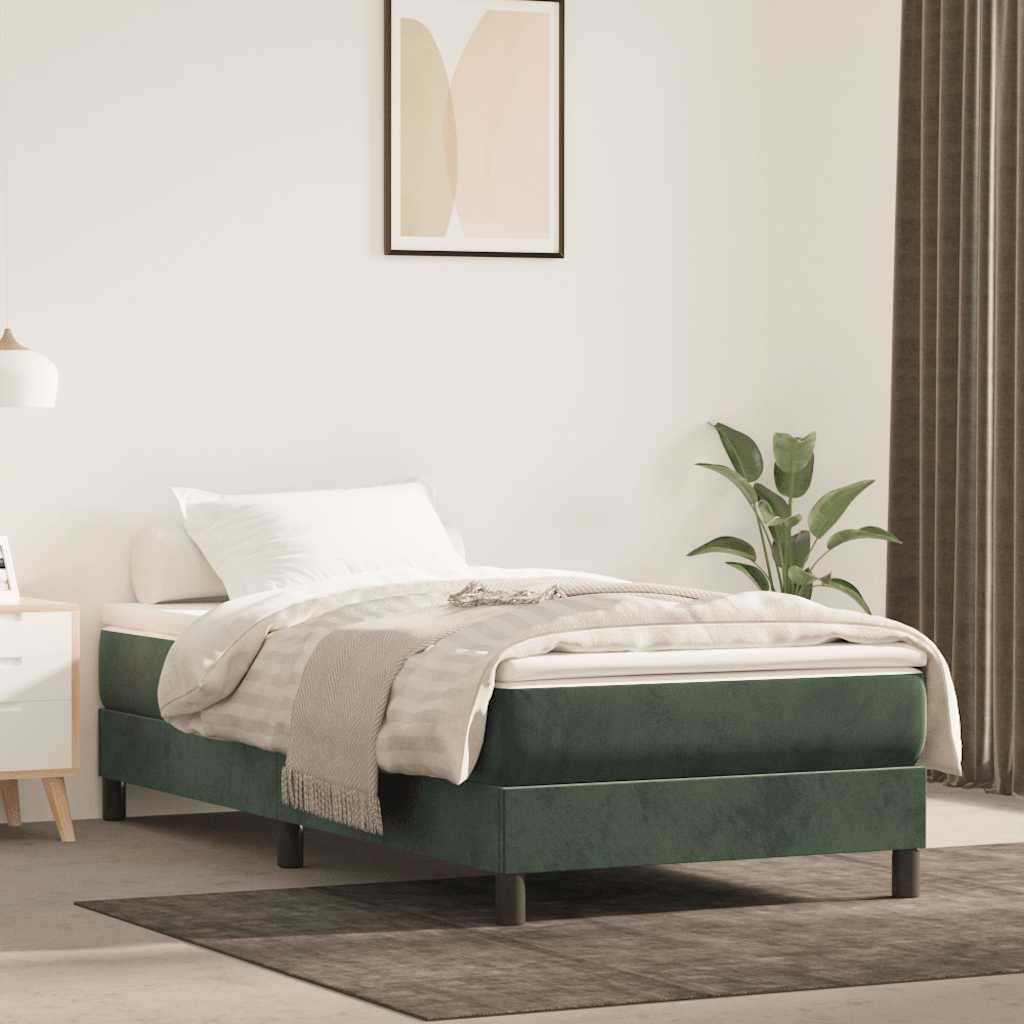 Spring mattress, dark green, 100x210x20 cm, velvet