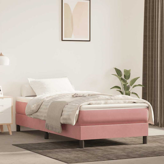 Spring mattress, pink, 100x210x20 cm, velvet