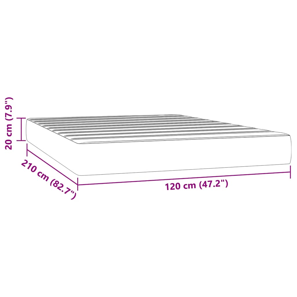 Saltea de pat cu arcuri, gri deschis, 120x210x20 cm, catifea