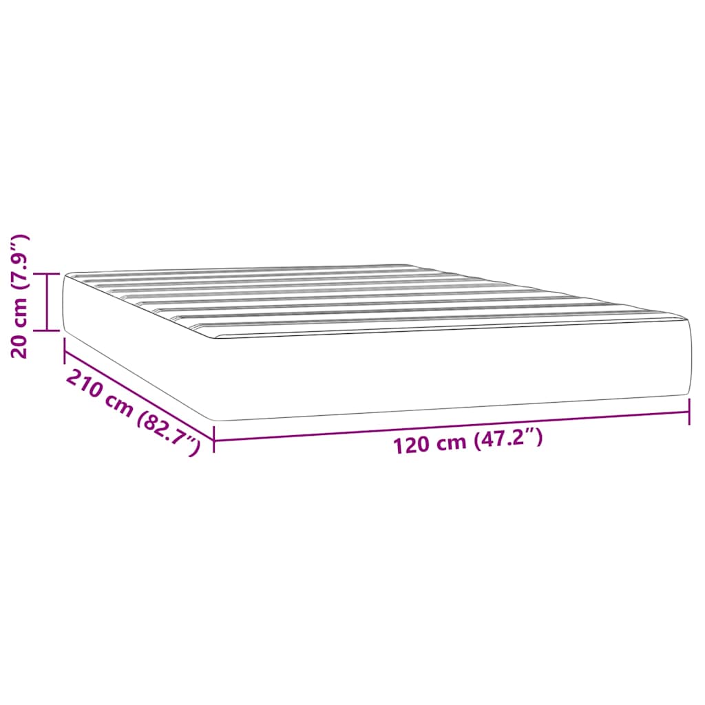 Spring mattress, pink, 120x210x20 cm, velvet