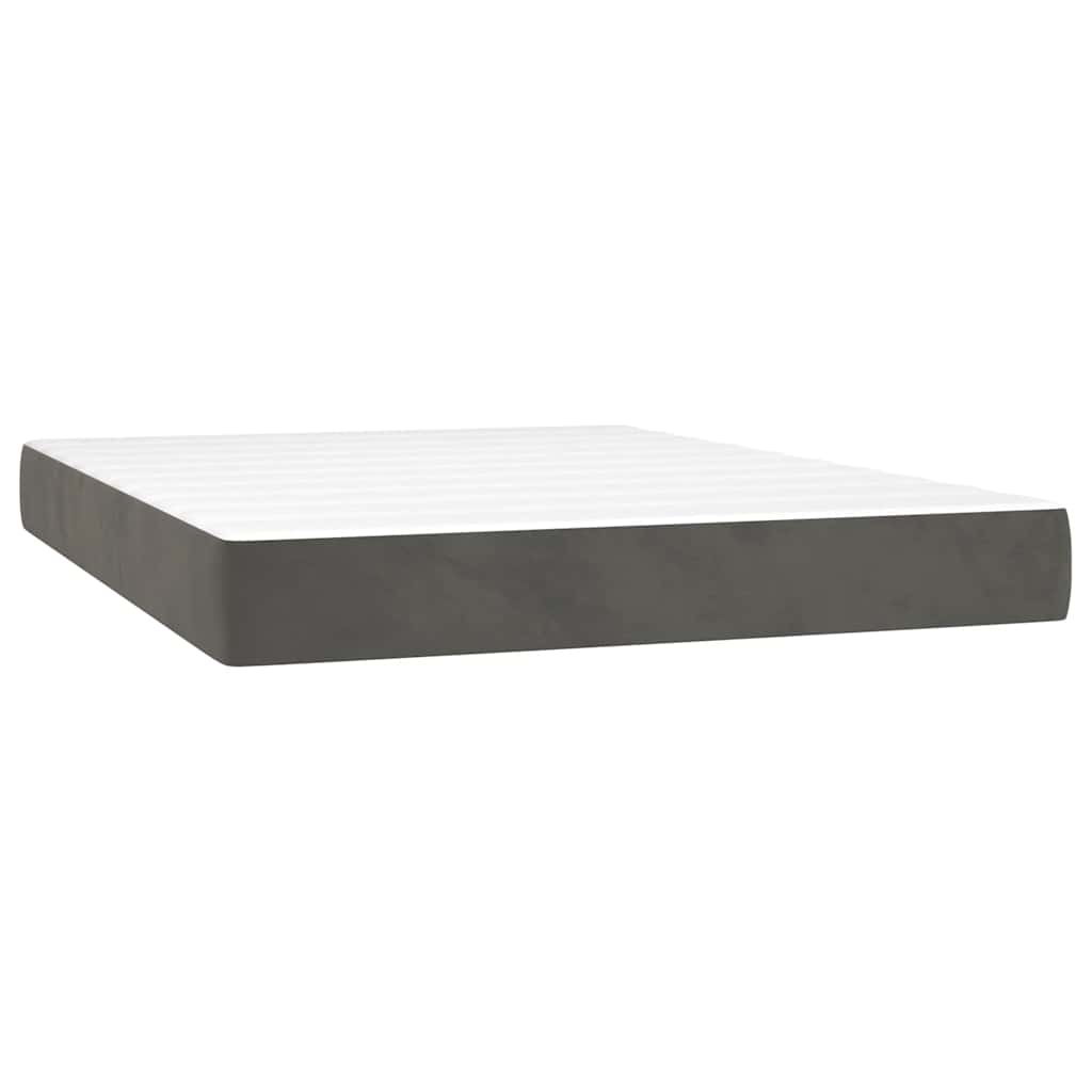 Spring bed mattress, dark grey, 140x210x20 cm, velvet