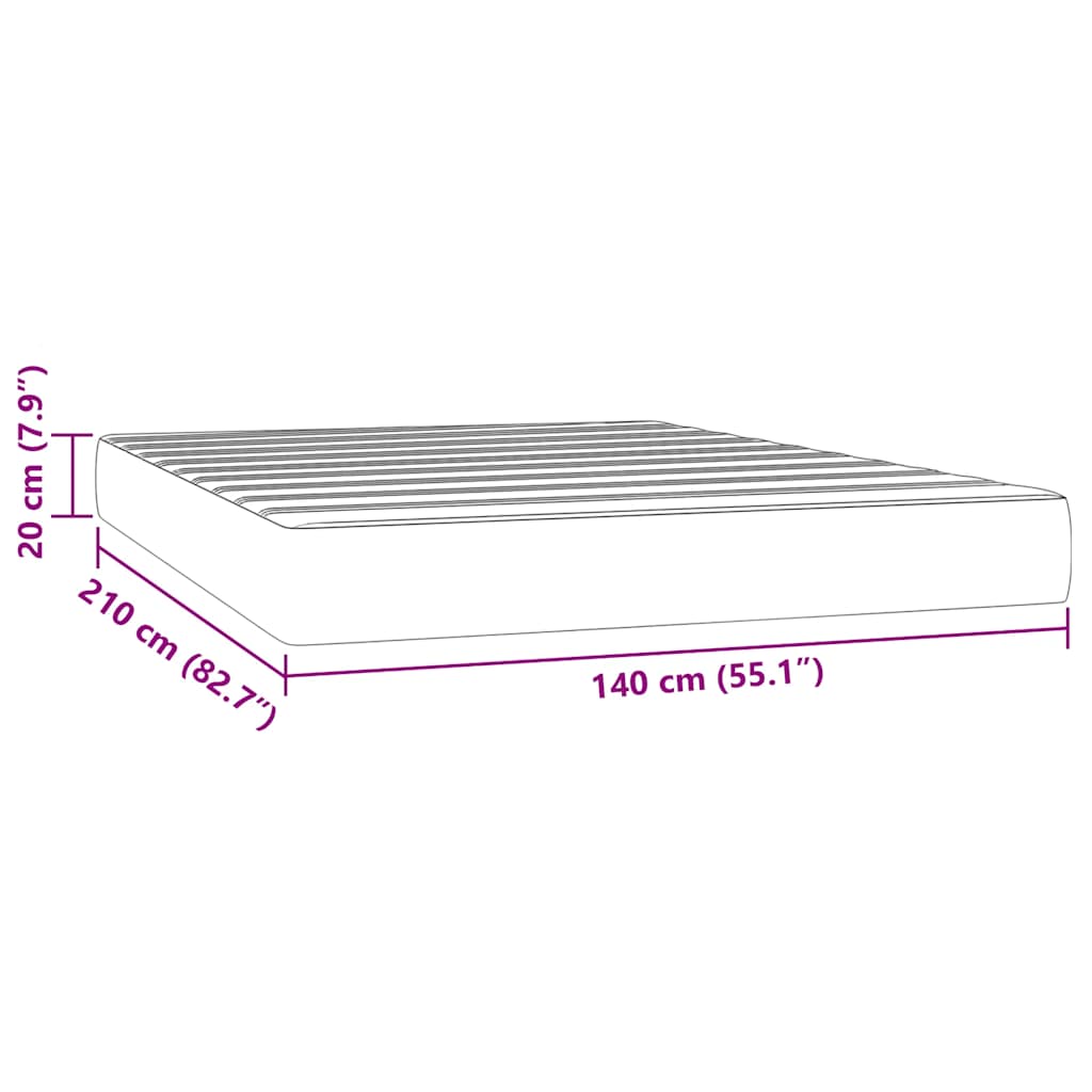 Spring bed mattress, dark grey, 140x210x20 cm, velvet