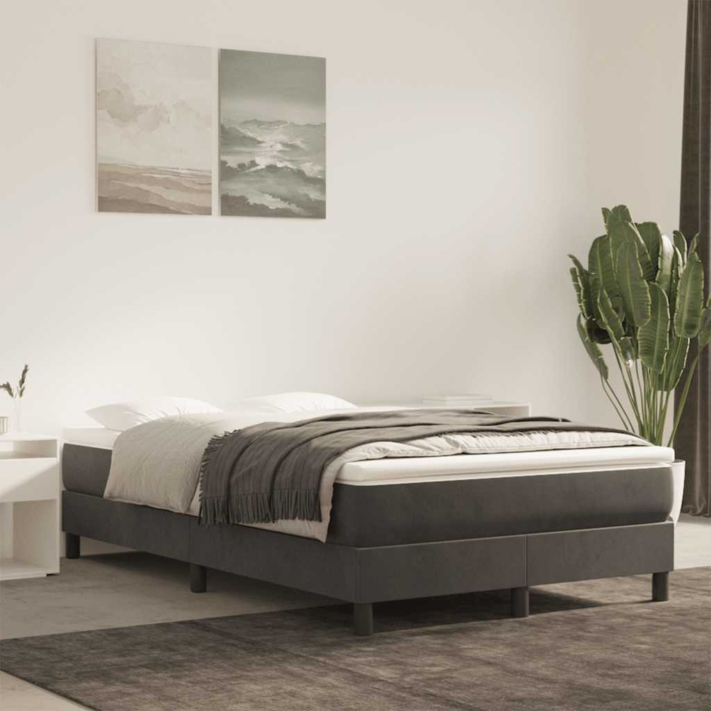 Spring bed mattress, dark grey, 140x210x20 cm, velvet