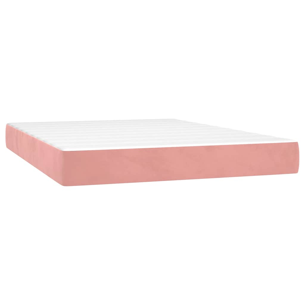 Spring mattress, pink, 140x210x20 cm, velvet