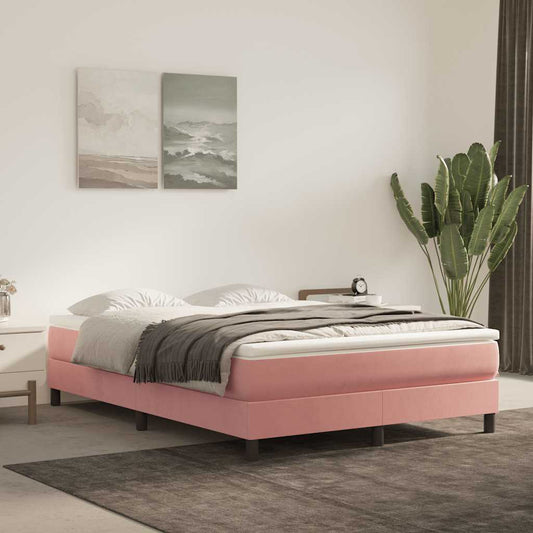 Spring mattress, pink, 140x210x20 cm, velvet