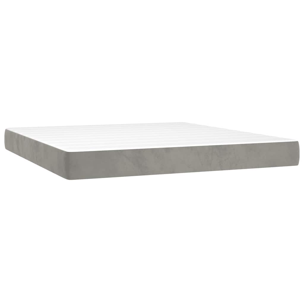 Spring bed mattress, light grey, 160x210x20 cm, velvet