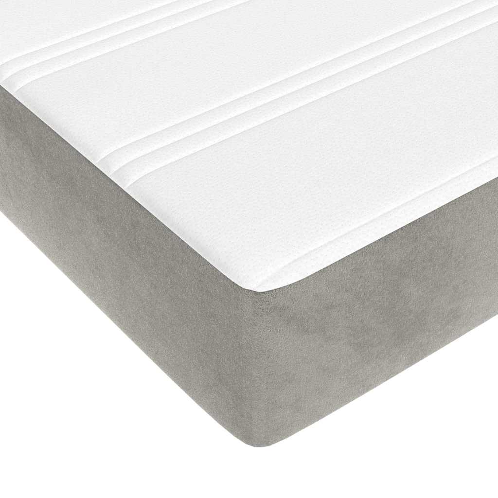 Spring bed mattress, light grey, 160x210x20 cm, velvet