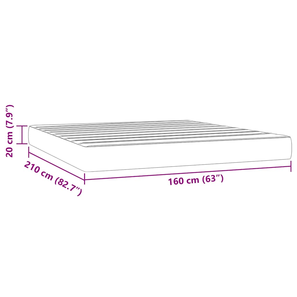 Spring bed mattress, light grey, 160x210x20 cm, velvet