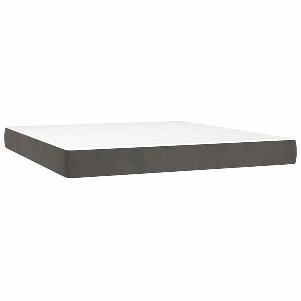 Spring bed mattress, dark grey, 160x210x20 cm, velvet