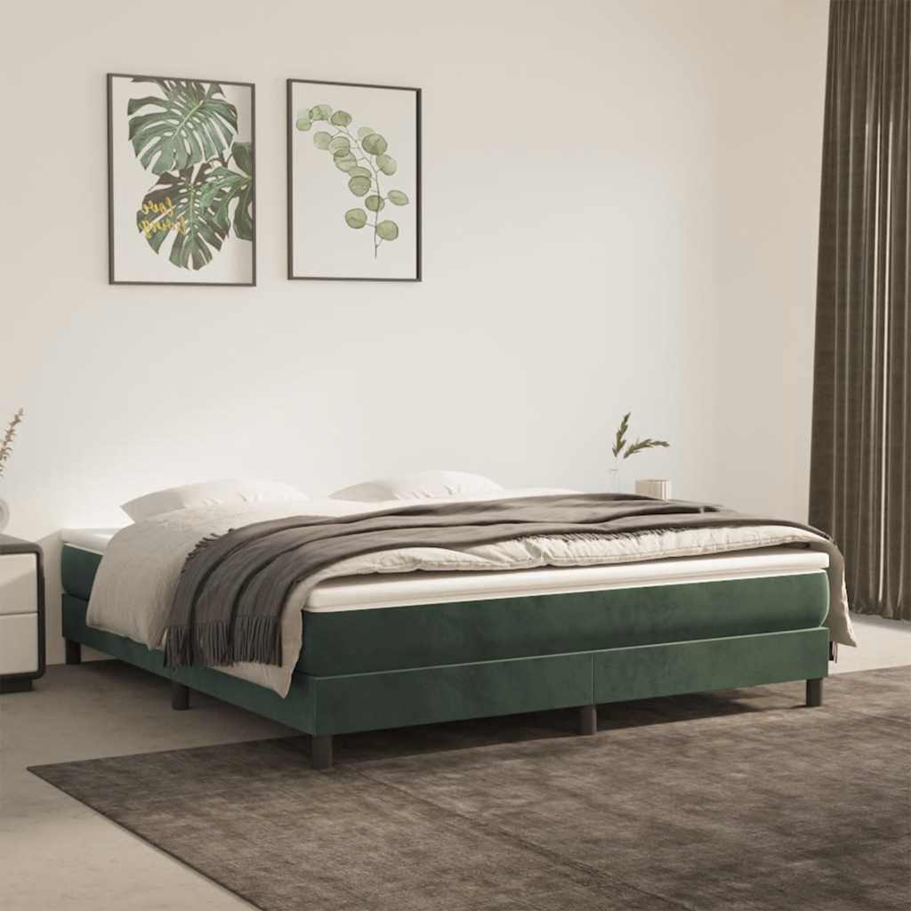 Spring bed mattress, dark green, 160x210x20 cm, velvet