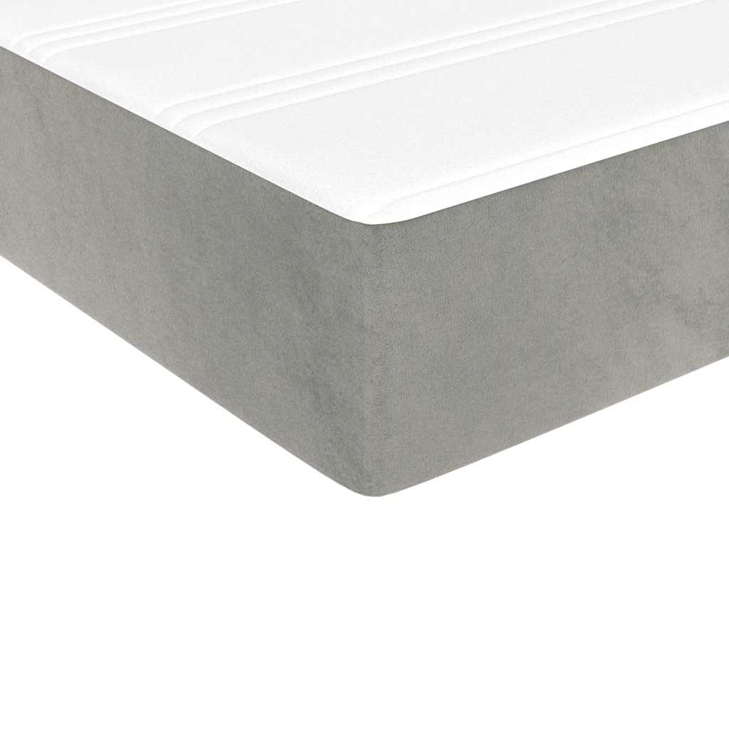 Spring bed mattress, light grey, 80x220x20 cm, velvet