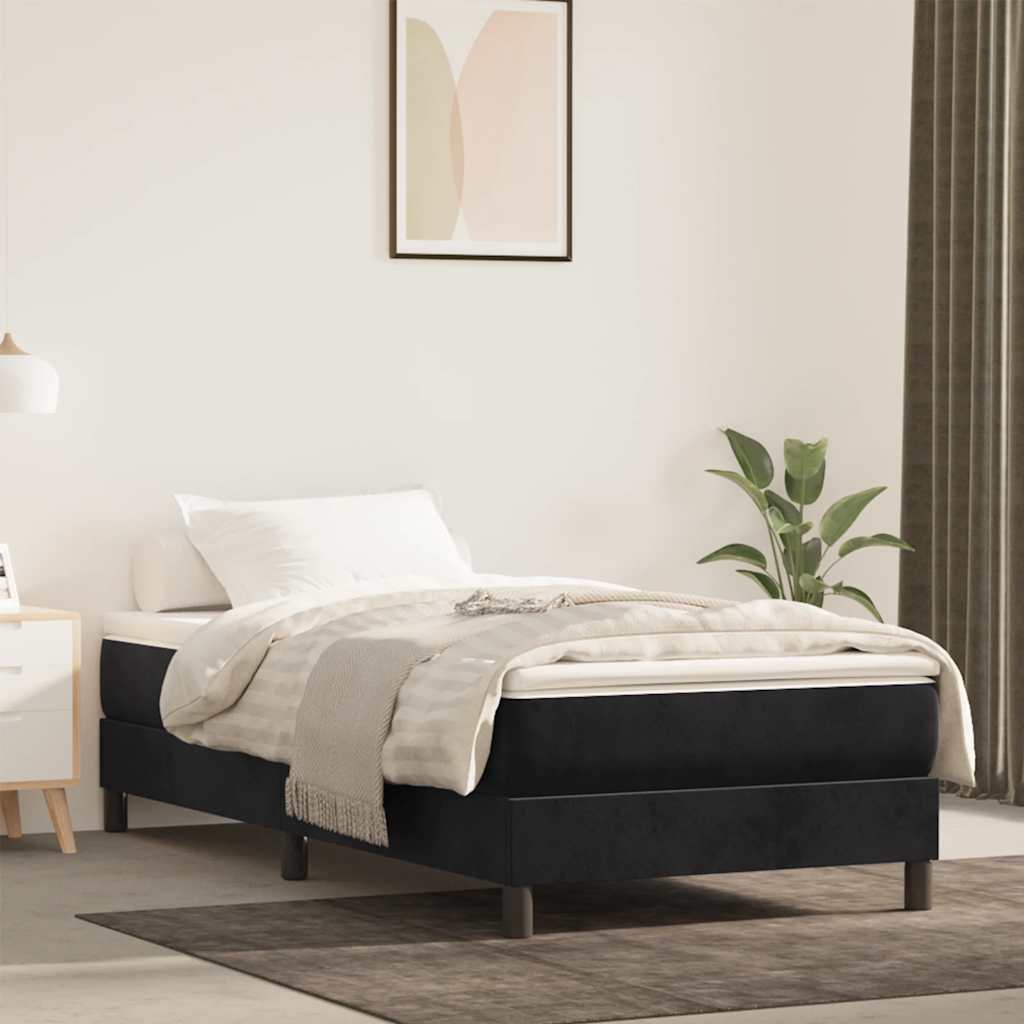 Spring bed mattress, black, 80x220x20 cm, velvet