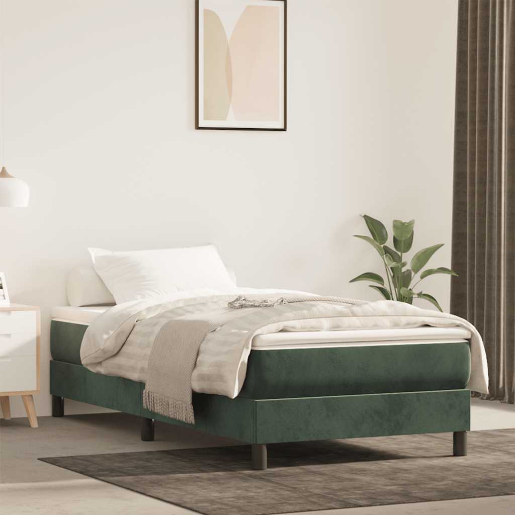 Spring bed mattress, dark green, 80x220x20 cm, velvet