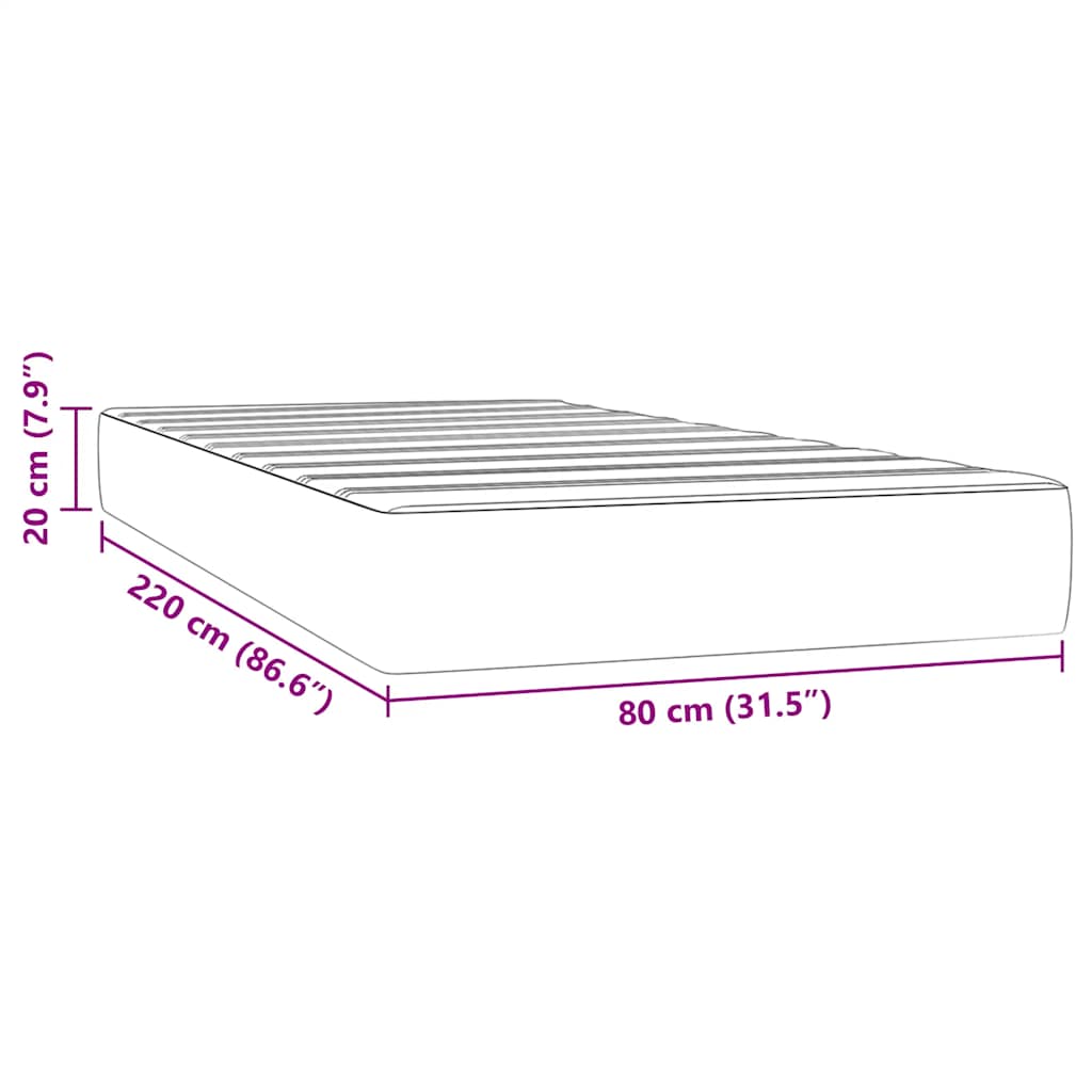 Spring mattress, pink, 80x220x20 cm, velvet