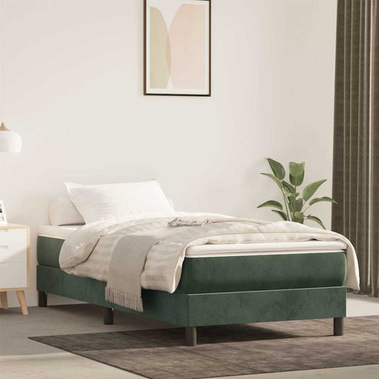 Spring bed mattress, dark green, 90x220x20 cm, velvet