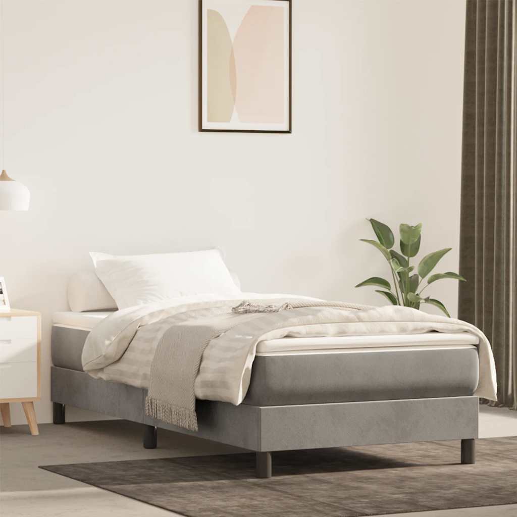 Spring bed mattress, light grey, 100x220x20 cm, velvet