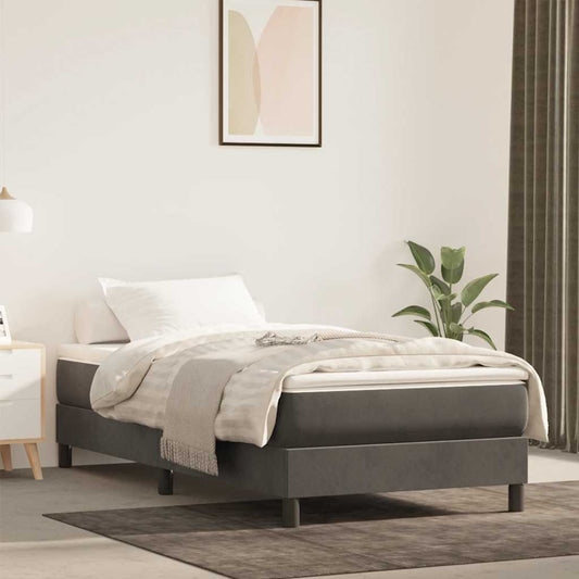 Spring bed mattress, dark grey, 100x220x20 cm, velvet