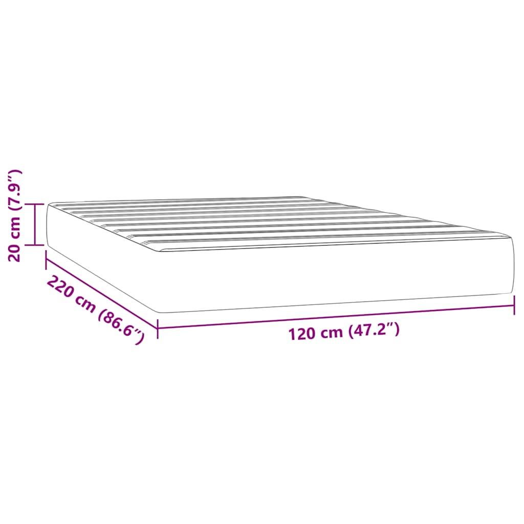 Spring bed mattress, light grey, 120x220x20 cm, velvet