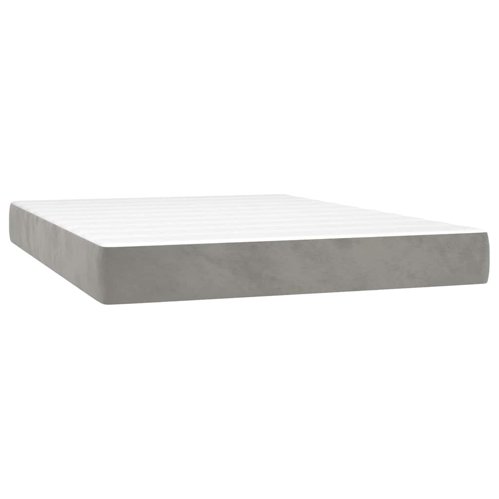 Spring bed mattress, light grey, 140x220x20 cm, velvet